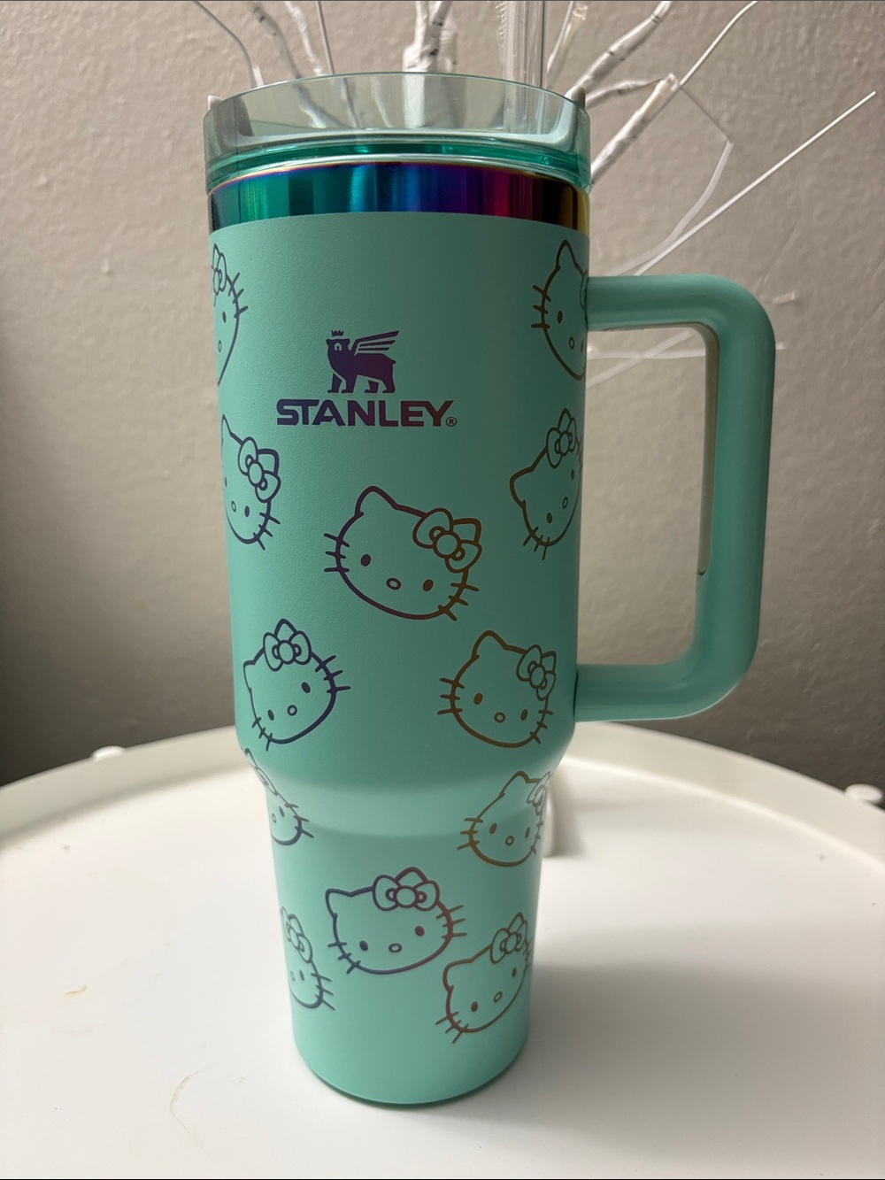 Stanley Mint Green Hello Kitty Travel Mug with Iridescent Accent